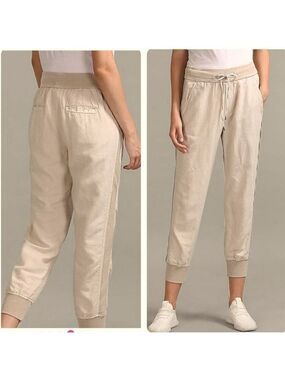 NWT Gap Linen Blend Joggers with Drawstring Beige Tan Size XS Brand New